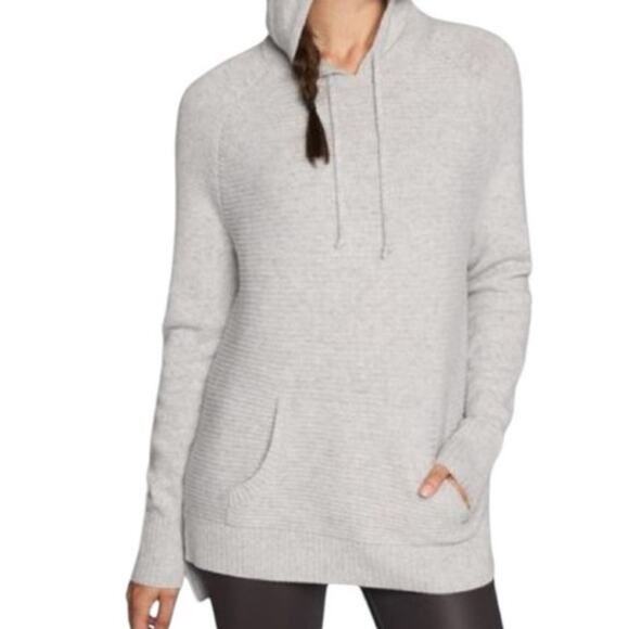 Athleta 100% Cahsmere Knit Hoodie Sweater in Heather Gray, XS - Picture 1 of 8
